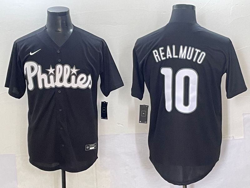 Men 2025 Philadelphia Phillies #10 Realmuto Black Fashion Nike MLB Jersey style 709->philadelphia phillies->MLB Jersey